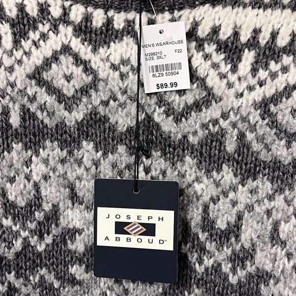 NWI Joseph Abboud Men's Country Club Sweater Gray Wool Blend Money Luxury 3XLT - Picture 3 of 8